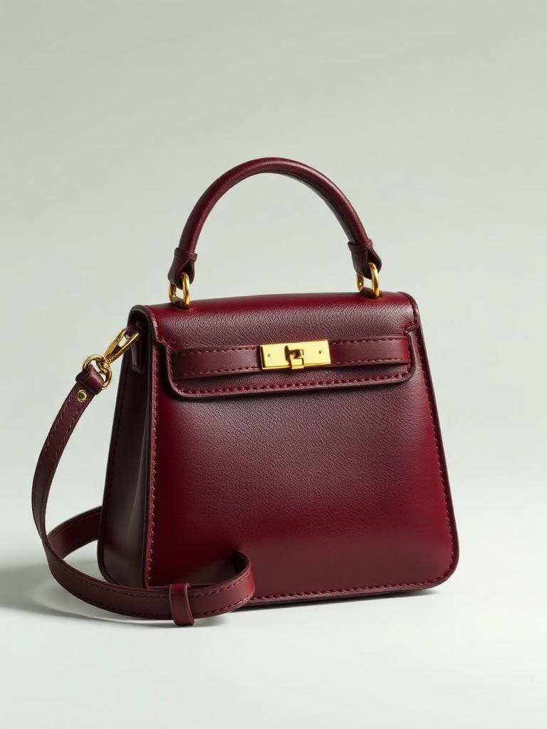 Burgundy Top Handle Handbag detail